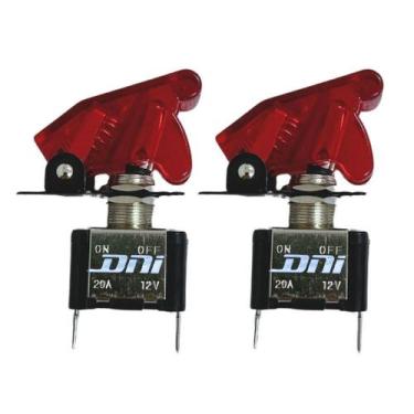 Imagem de Kit 2 Chave Botão Liga Desliga 2 Posições 12V Vermelha Led - DNI