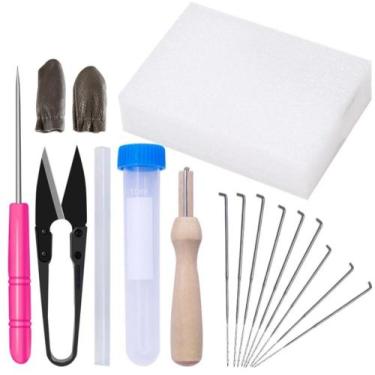 Imagem de Kit 17 Peças Artesanato Bordados Agulhas Desfiar Feltro Lã Favorito - 