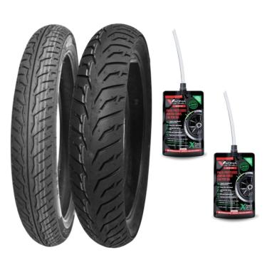 Imagem de KIT PAR PNEU 100/80-18 + 80/100-18 CITY DRAGON PIRELLI USO SEM CAMARA Haojue DK 150 CG 160 Titan Fan Start + SELANTE