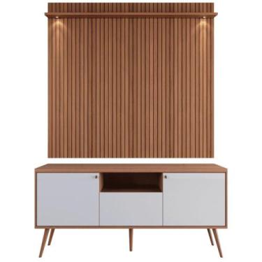 Imagem de Painel jequitiba ripado 3d bancada Canada jequitiba/off white - CASA H