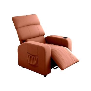 Imagem de Poltrona Do Papai Reclinável Com Porta Copos Pulse Matrix Veludo Ferrugem