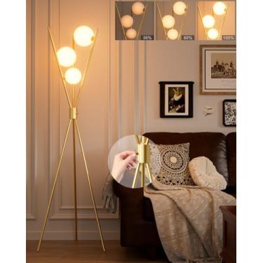 Imagem de ACOHOOK Luminária de chão de tripé regulável de 3 globos, lâmpadas de pé de meados do século com 3 peças de lâmpadas de 3000 K incluídas, lâmpada alta moderna para sala de estar, quarto, escritório