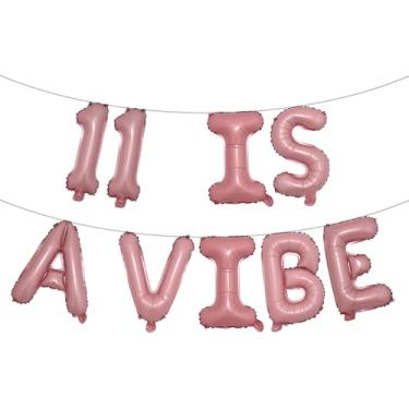 Imagem de Eleven is a Vide Birthday Decor Balloon Banner Groovy 11th Birthday Party Decor Retro Rainbow Balloon Hippie 70s 11th Bday Supplies for Girl Retro Hippie Party (11 IS A VIBE Pink)