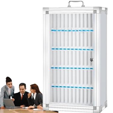 Imagem de Armário para armazenamento de celular, cofre para celular de parede com trava, compartimento de algodão perolado, alça de metal, estrutura de liga de alumínio