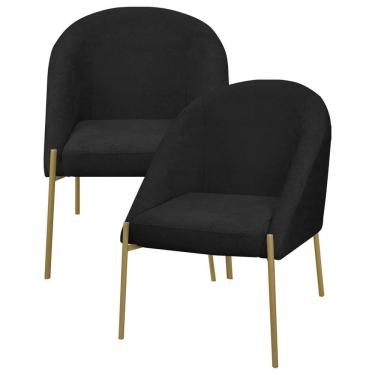 Imagem de Kit 2 Banqueta Poltrona Lua Pé Metal Bouclê Ideal Para Sala Penteadeira Ou Salão