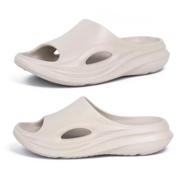 Imagem de HORMAUWORD Novas sandálias masculinas, fascite plantar, almofada grossa, ortopédica masculina, chinelos atléticos, leves, confortáveis, antiderrapantes, sapatos macios de praia de verão, Cinza, 9