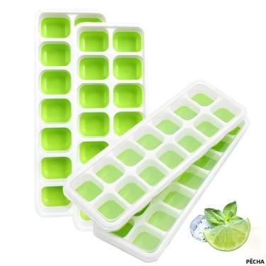 Imagem de Forma De Gelo De Silicone Quadrada Com 14 Compartimentos BBandeja Para