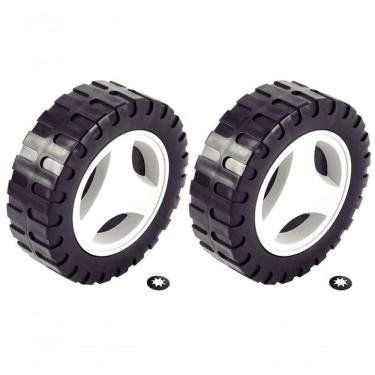 Imagem de Par De Rodas Plásticas Pequenas E Calotas Tramontina Para Cortador De Grama Ce35m2 E Ce35p ø 140mm