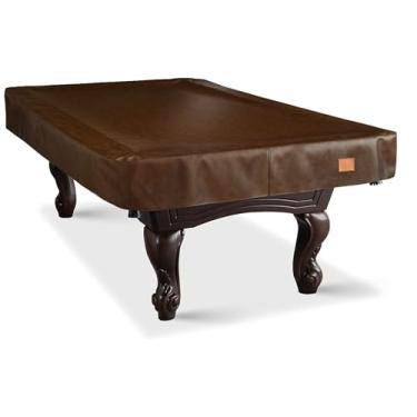 Imagem de BEARCOVER Capa de mesa de bilhar de couro resistente, à prova d'água e à prova de rasgos para mesa de bilhar de 2,8 m e 2,5 m, café