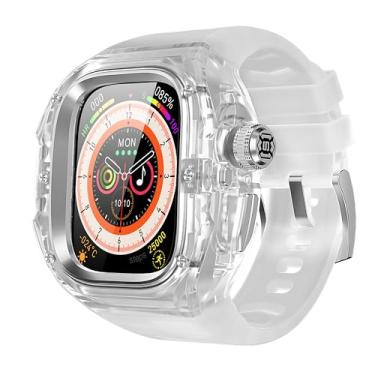 Imagem de VeveXiao Capa robusta com pulseira compatível com Apple Watch Ultra 3/Ultra 2 de 49 mm, sem ferramentas, capa protetora com um clique para Apple Watch Ultra, pulseira de silicone, Medium, Silicone