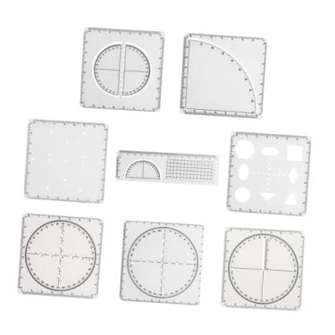 Imagem de Generic Régua geométrica de 8 peças, régua de desenho de matemática, estênceis de desenho para pintura