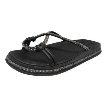Imagem de Chinelo Feminino Papete Conforto Brilho Flatform Moleca