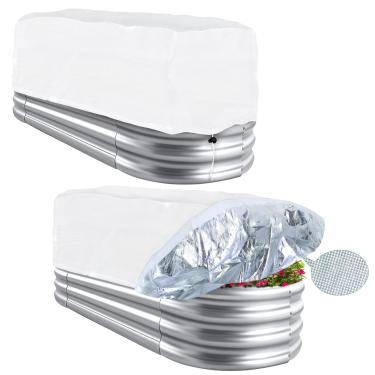 Imagem de Pacote com 2 capas de plantas com proteção contra congelamento para canteiros elevados, panos retangulares de geada de plantas de inverno com forro isolado e cordão, cobertura de cobertor de geada de