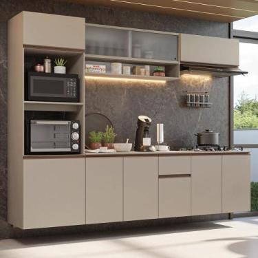 Imagem de Armário de Cozinha Completa 260 cm Suspenso Crema Nice Madesa 15, Crem