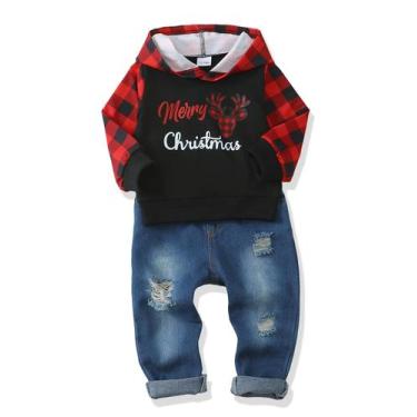 Imagem de Conjunto de moletom e jeans XUANHAO 12-18M para meninos