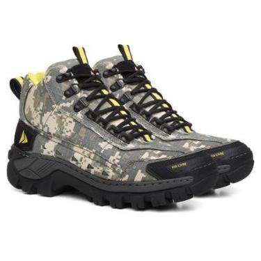 Imagem de Bota Adventure Masculina Estilo Camuflado em Couro Legítimo com Amortecimento e Grip-Masculino