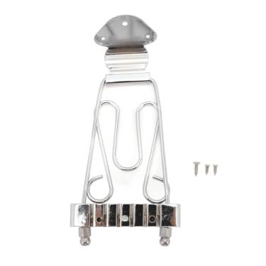 Imagem de Trapézio de 6 cordas Tailpiece para ponte de guitarra com parafusos de ajuste de altura de armação aberta para arco, jazz, violão, baixo metal, material (prata)