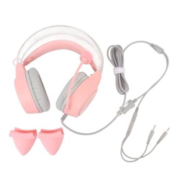 Imagem de Cat Ear Gaming Headset RGB Light Adjustable Headband Wired Gaming Headphone with Mic for PC Laptop Game Console Roseate Color