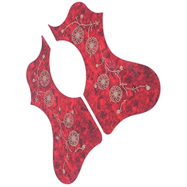 Imagem de RiToEasysports Conjunto de Pickguard de Guitarra Acústica, Protetor de Placa de Plástico Premium, Pacote Com 2 Peças, Adequado para Guitarristas (Vermelho)
