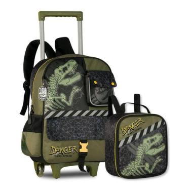 Imagem de Mochila Rodinhas Dinossauro T-Rex com Lancheira Térmica Escolar - Clio