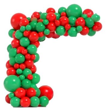 Imagem de Kit Arco Balão Festa Natal + Fita do Arco Vermelho + Verde Metalizado Cromado