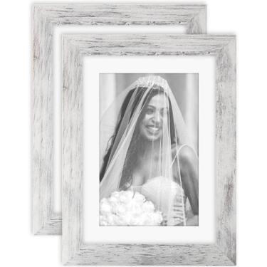 Imagem de Porta-retratos TOFOREVO, madeira branca envelhecida, 5x7, conjunto de 