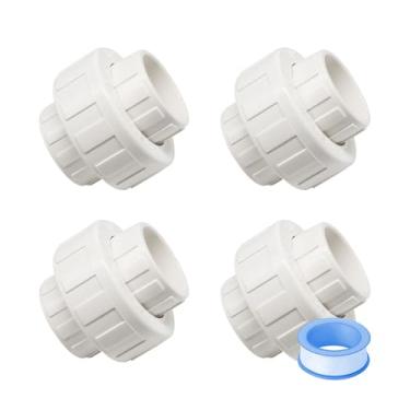 Imagem de HayEastdor 4 peças de encaixes de tubulação de união de PVC de 1/2 polegada com soquete de anel de vedação EPDM para soquete conector adaptador de tubo de PVC de 1,3 cm HE065-1/2