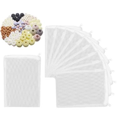 Imagem de Zelphvt Sacos de mídia para aquário - 10 peças de sacos de mídia de filtro de aquário de malha extra fina - Bolsa de rede de nylon reutilizável pequena com zíper de plástico, 20 x 15 cm