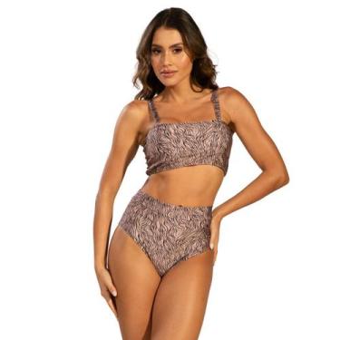 Imagem de Biquíni Top Faixa Estampado Vekyo Hot Pants Confortavel Básico Moda Pr