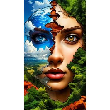 Imagem de ARTGOTO Kits de pintura de arte de diamante extragrande para adultos, 60 x 105 cm para mulheres, 60 x 105 cm, pontos de diamante de broca redonda, tamanho extra grande para presentes de decoração de