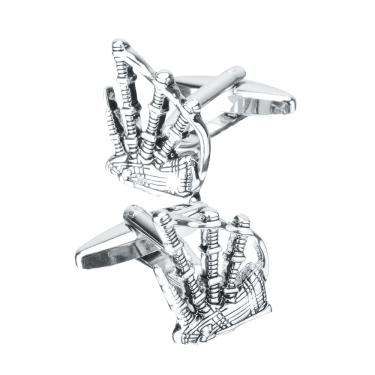 Imagem de Gaitas de foles metálicas Cuff Links para homens em latão e aço branco