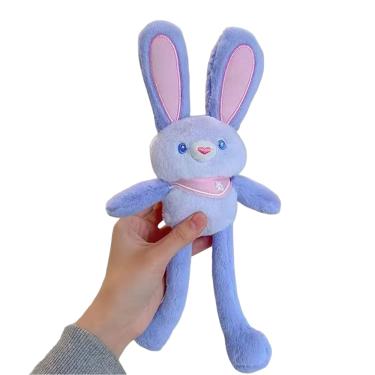 Imagem de Chaveiro de pelúcia fofo coelhinho roxo com orelhas compridas e lenço rosa