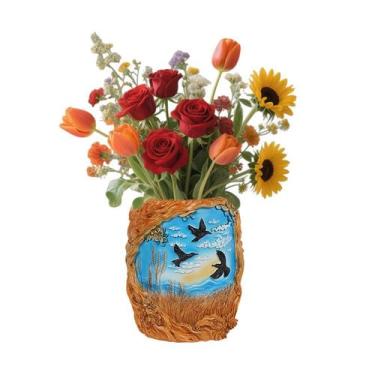 Imagem de Vaso de flores em resina inspirada em Van Gogh Starry Sky Design 450g 