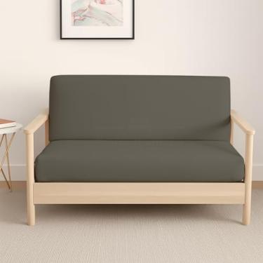 Imagem de Capas para futon Queen Size dobráveis sem braços – Capas protetoras de microfibra para futon sem braços – Capa protetora de sofá com zíper, capa de sofá-cama, lavável na máquina, cinza escuro
