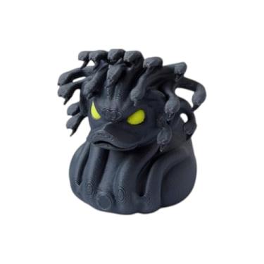 Imagem de Estatueta de pato Medusa, patos de jipe para pato, pato impresso em 3D para Halloween, patos de borracha de terror para Halloween, estatueta gótica colecionável, patos de cruzeiro para se esconder