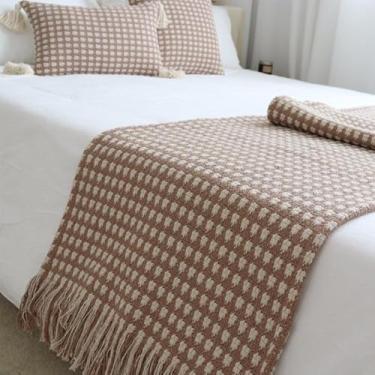 Imagem de Cachecol de corredor de cama de hotel para king size, corredores de cama, poliéster durável, adiciona textura e cor, para estilo cinco estrelas, decoração de ocasião especial - cáqui |||50 * 240 cm