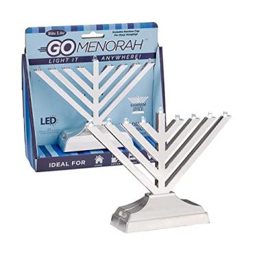 Imagem de Rite Lite Menorá Elétrico Prateado Estilo Go Menorá com Luzes Azuis - Chanukah Menorah Perfeito Presente Hanukkah Menorá Moderno