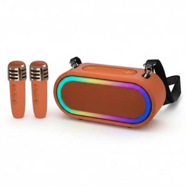 Imagem de Kit Festa Karaokê: Caixa de Som Torre Bluetooth Potente [COM 2 MICROFONES] + Controle | Iluminação LED RGB, Rádio FM, USB e Bateria Recarregável - Preto (MARROM)