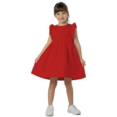Imagem de Vestido Infantil Rosê Princesa Luxo Com Babado Fofo Vermelho - Vrasalo