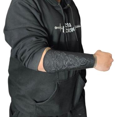 Imagem de Bracelete Couro Dragão Entalhado Estilo Viking Cosplay Preto