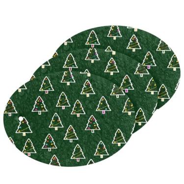 Imagem de Wassud Esponja de polpa de madeira simples para árvores de Natal, pacote com 3 esponjas de cozinha para limpeza, esfregão resistente para panelas antiaderentes pia banheiro, suprimentos de limpeza