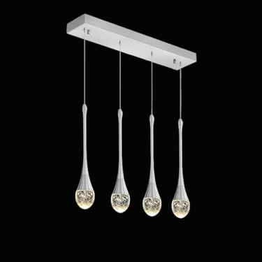 Imagem de Lustre de cristal de 180 cm (70,9") para hall de entrada, sala de estar ampla, 4 lâmpadas, luminária de teto prateada, lustre pendente para escada, lustre de coluna de cristal para teto alto