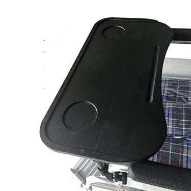 Imagem de YYBOES Bandeja para cadeira de rodas - Bandeja de colo para cadeira de rodas de aço de plástico, bandeja de colo alargada com suporte de copo para escrever, ler, comer ou descansar em casa (preto)