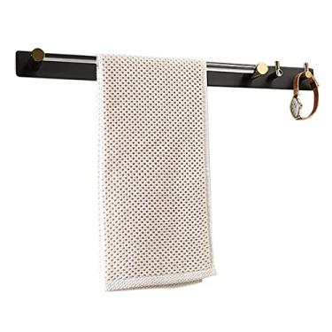 Imagem de Toalheiro barra de toalha preto cabide de toalha para parede suporte de toalha com gancho adesivo sem broca cobre/acrílico para banheiro banheiro, 50 x 4 x 6 cm, ferragens de banheiro/50 x 4 x 6 cm