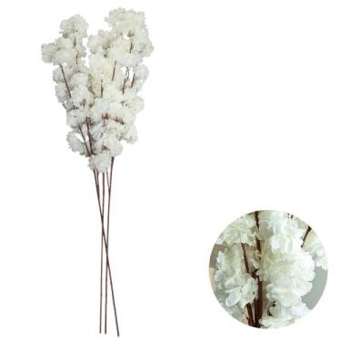 Imagem de 3 Hastes Flor Pessegueiro Artificial Cerejeira 95cm Realista - Intcome