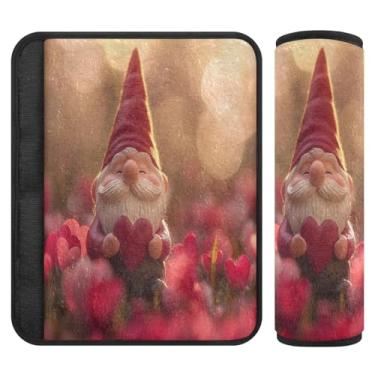 Imagem de Burbuja Capa de cinto de segurança de carro Valentine Gnome almofadas macias confortáveis protetor de cinto de segurança de carro para alça de ombro de assento de carro, 1 par pequeno