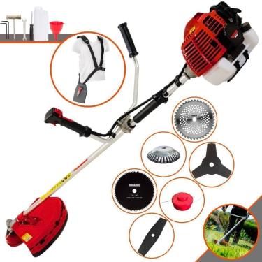 Imagem de Roçadeira Profissional Kawashima Kw52l À Gasolina 52c 2,5hp + Faca 2 Pontas + Faca 40 Dentes + Faca 80 Dentes + Escova