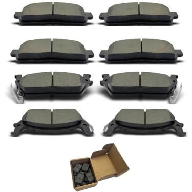 Imagem de CCTECHMASS Conjuntos de pastilhas de freio (8 peças) - ajuste dianteiro e traseiro para Ford para F-150 2004-2009, adequado para Lincoln Mark LT 2006-2008| Pastilhas de freio de cerâmica dianteiras