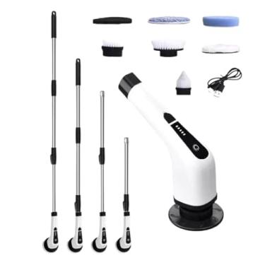 Imagem de Esfregão Elétrico Profissional 9 em 1 Recarregável Mop 360º Sem Fio Potente Portátil Limpeza Pesada Banheiro Cozinha Piso Azulejo Janela Escova Multiuso Compacto Giratório Casa Premium Ajustavel