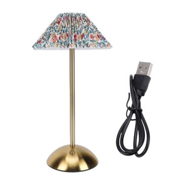 Imagem de Zerodis Lâmpada de Toque de Cabeceira Moderna, Liga de Alumínio Sem Fio 3 Iluminação Ajustável Luz Noturna Com Capa de Tecido Plissado para Quarto Mesa de Sala de Estar (Estilo 3)